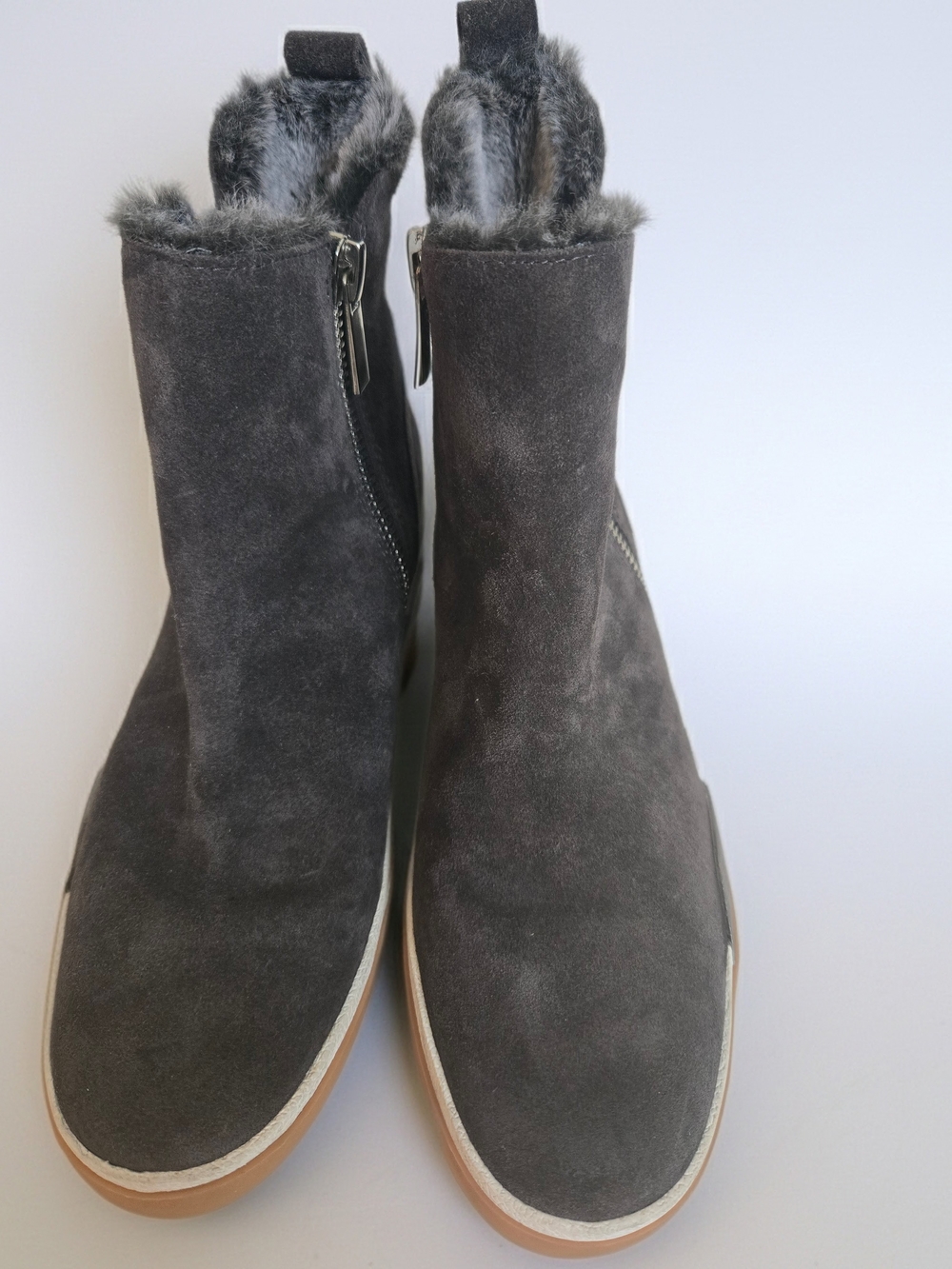 Dolce Vita Dark GRey Suede Zip Faux- Soft Fur Wedge Sneakers - Women's Size 9 - Picture 4 of 9